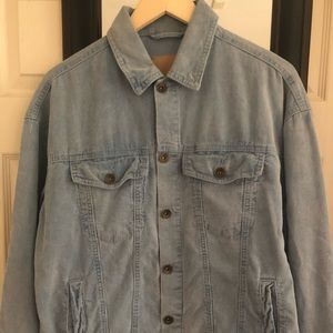 Small vintage light blue corduroy jacket.
